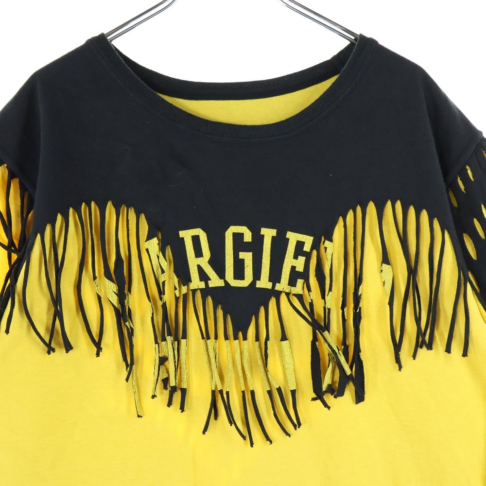 Maison Martin Margiela(メゾンマルタンマルジェラ) 白タグ フリンジ半袖Tシャツ 半袖カットソー ブラック/イエロー