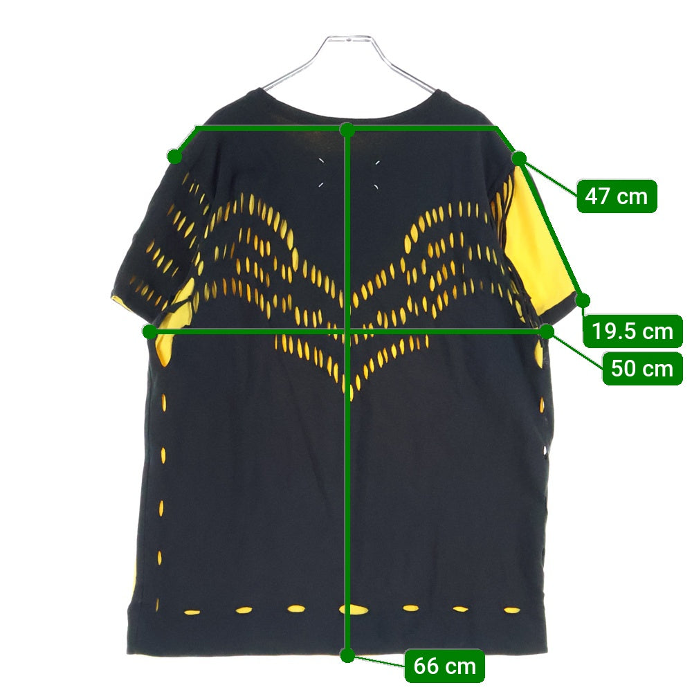 Maison Martin Margiela(メゾンマルタンマルジェラ) 白タグ フリンジ半袖Tシャツ 半袖カットソー ブラック/イエロー