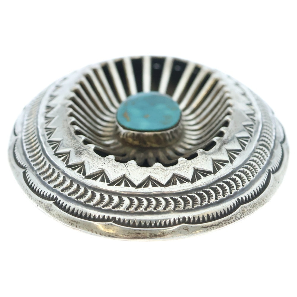 INDIAN JEWELRY(インディアンジュエリー) CARSON.B作 NAVAJO ナバホ ターコイズベルトバックル ブルー/シルバー