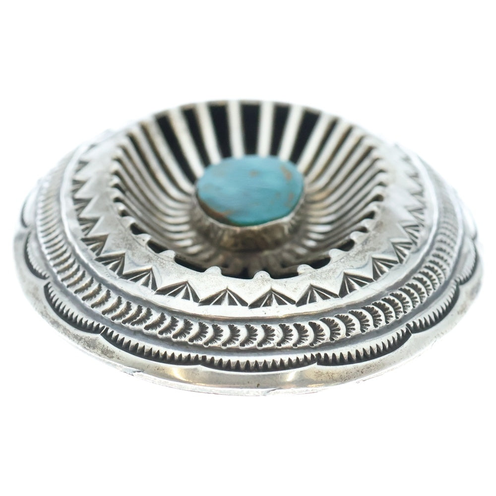 INDIAN JEWELRY(インディアンジュエリー) CARSON.B作 NAVAJO ナバホ ターコイズベルトバックル ブルー/シルバー