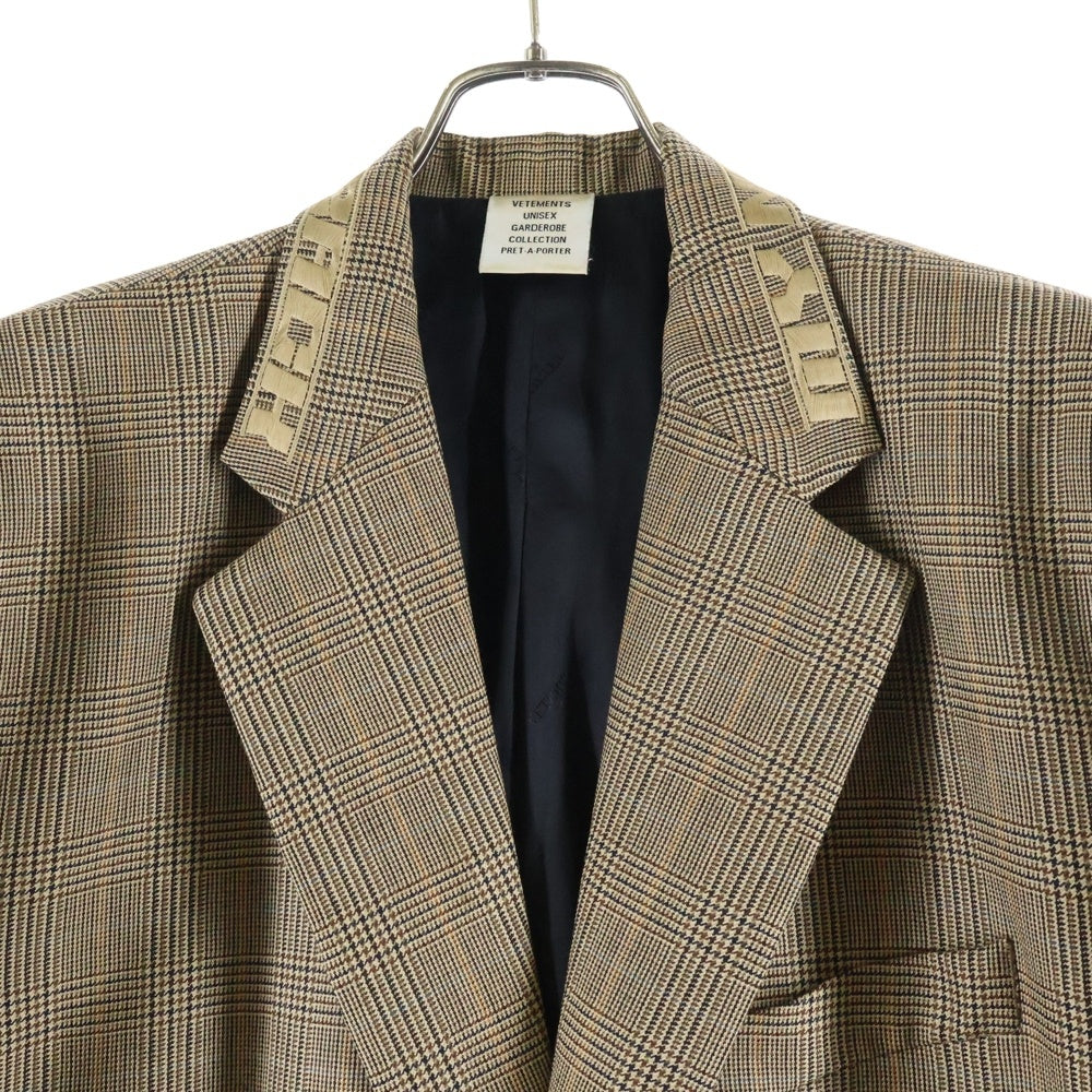 VETEMENTS(ヴェトモン) 21AW Brown Patterned Blazer チェック柄テーラードジャケット UA52JA900C ベージュ