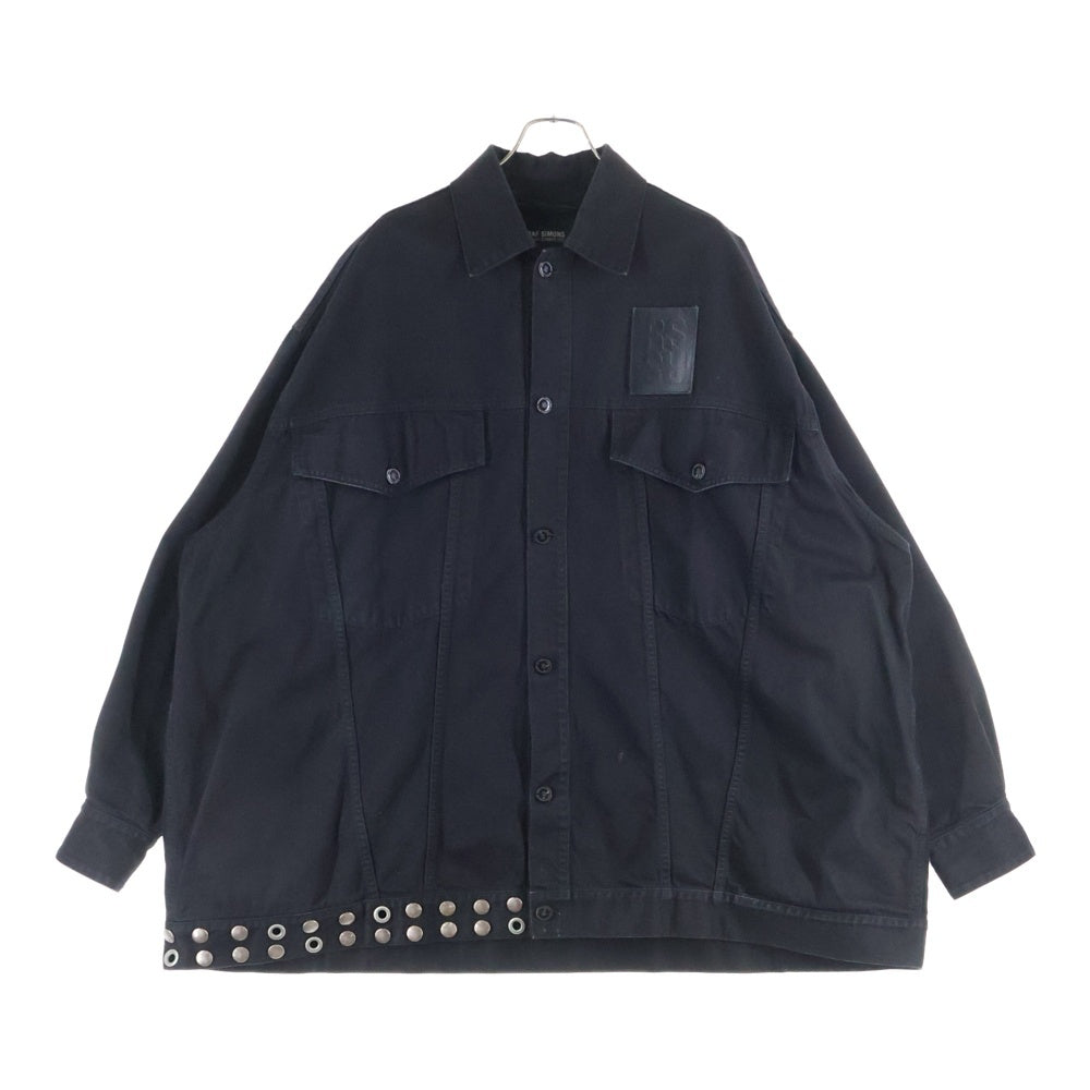 RAF SIMONS(ラフシモンズ) Big fit jacket with leather fringes and studs レザーフリンジ&スタッズ デニムジャケット 231-725 ブラック