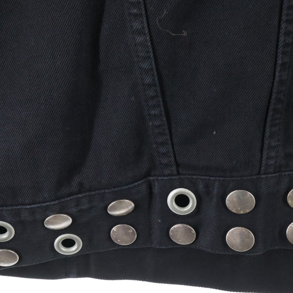 RAF SIMONS(ラフシモンズ) Big fit jacket with leather fringes and studs レザーフリンジ&スタッズ デニムジャケット 231-725 ブラック