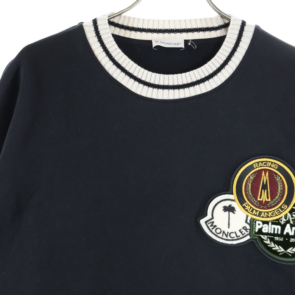 MONCLER(モンクレール) ×Palm Angels J209L8G00002 899V4 ×パームエンジェルス アップリケフロント刺繍スウェット トレーナー ブラック