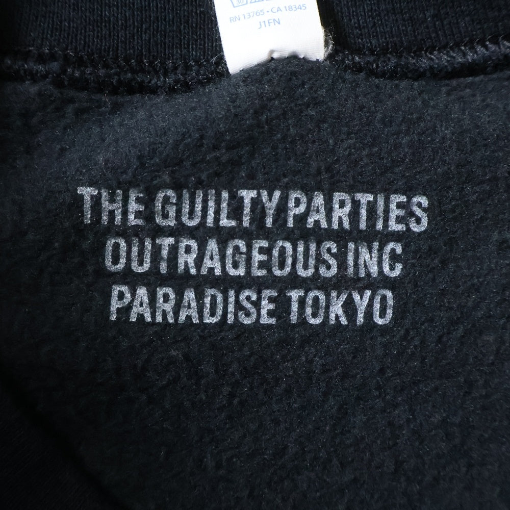 WACKO MARIA(ワコマリア) CREW NECK SWEAT SHIRT 刺繍入りヘビーウェイトクルーネックスウェット トレーナー ブラック