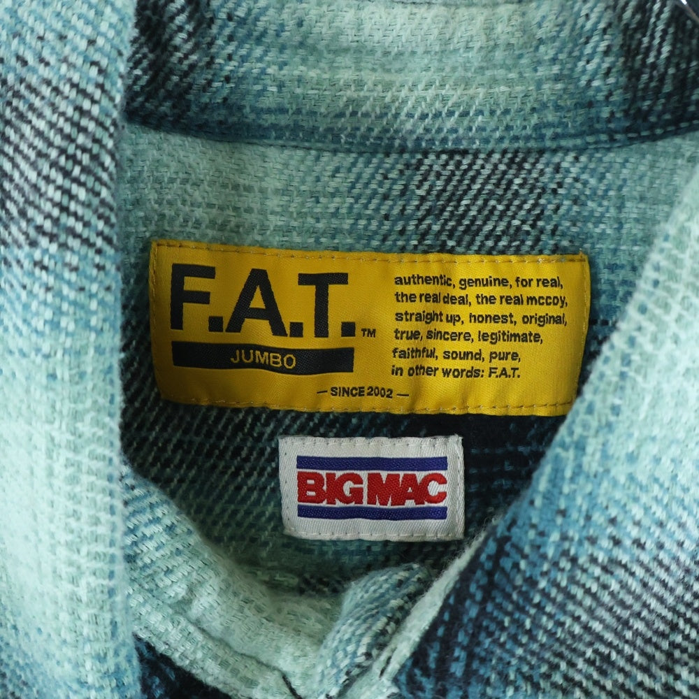 FAT(エフエーティー) BIG MAC レギュラーカラーチェックシャツ F32320-SH08-AB グリーン