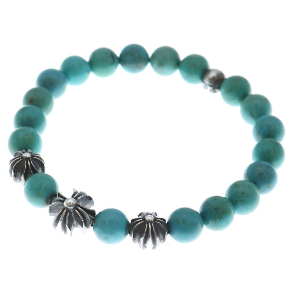 CHROME HEARTS(クロムハーツ) 8mm BEAD 8mmビーズブレス ターコイズビーズブレスレット シルバー/ライトブルー