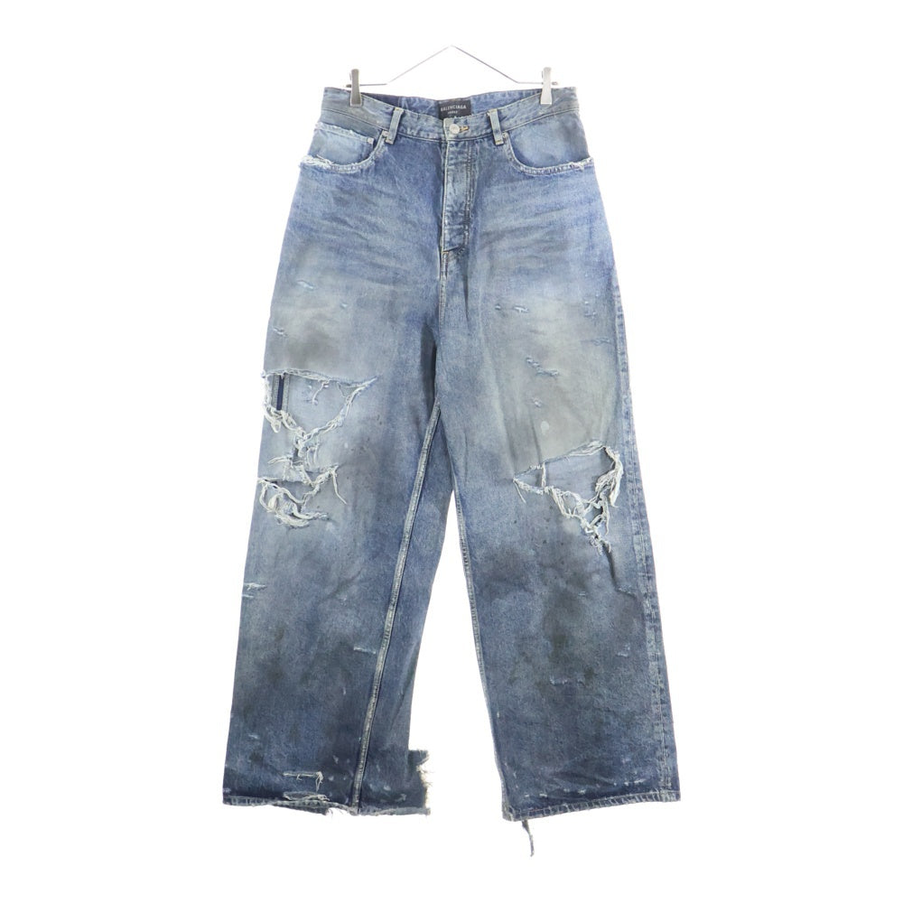 BALENCIAGA(バレンシアガ) 23SS ダメージ加工バギーデニムパンツ 745213 インディゴ