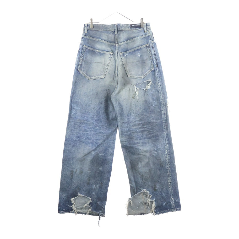 BALENCIAGA(バレンシアガ) 23SS ダメージ加工バギーデニムパンツ 745213 インディゴ