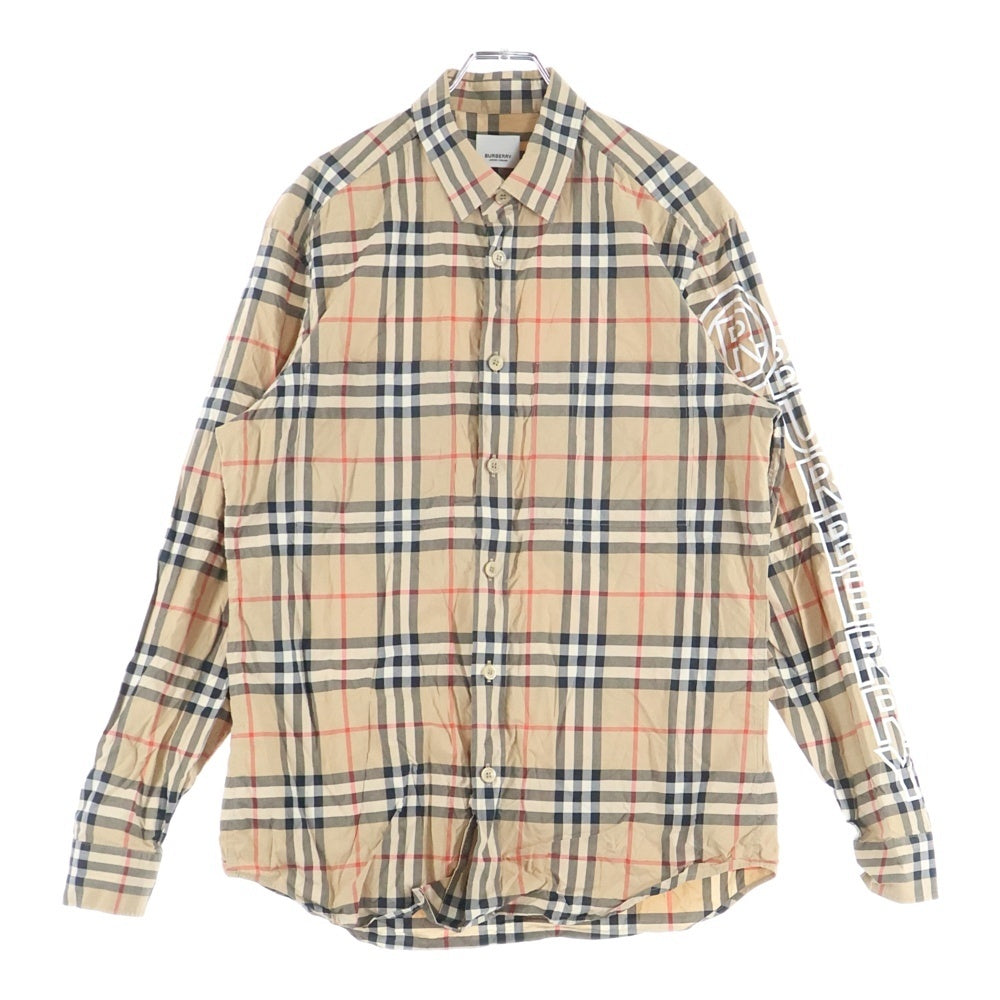 BURBERRY(バーバリー) 20AW 袖ロゴプリントノバチェック長袖シャツ 8029878 ベージュ