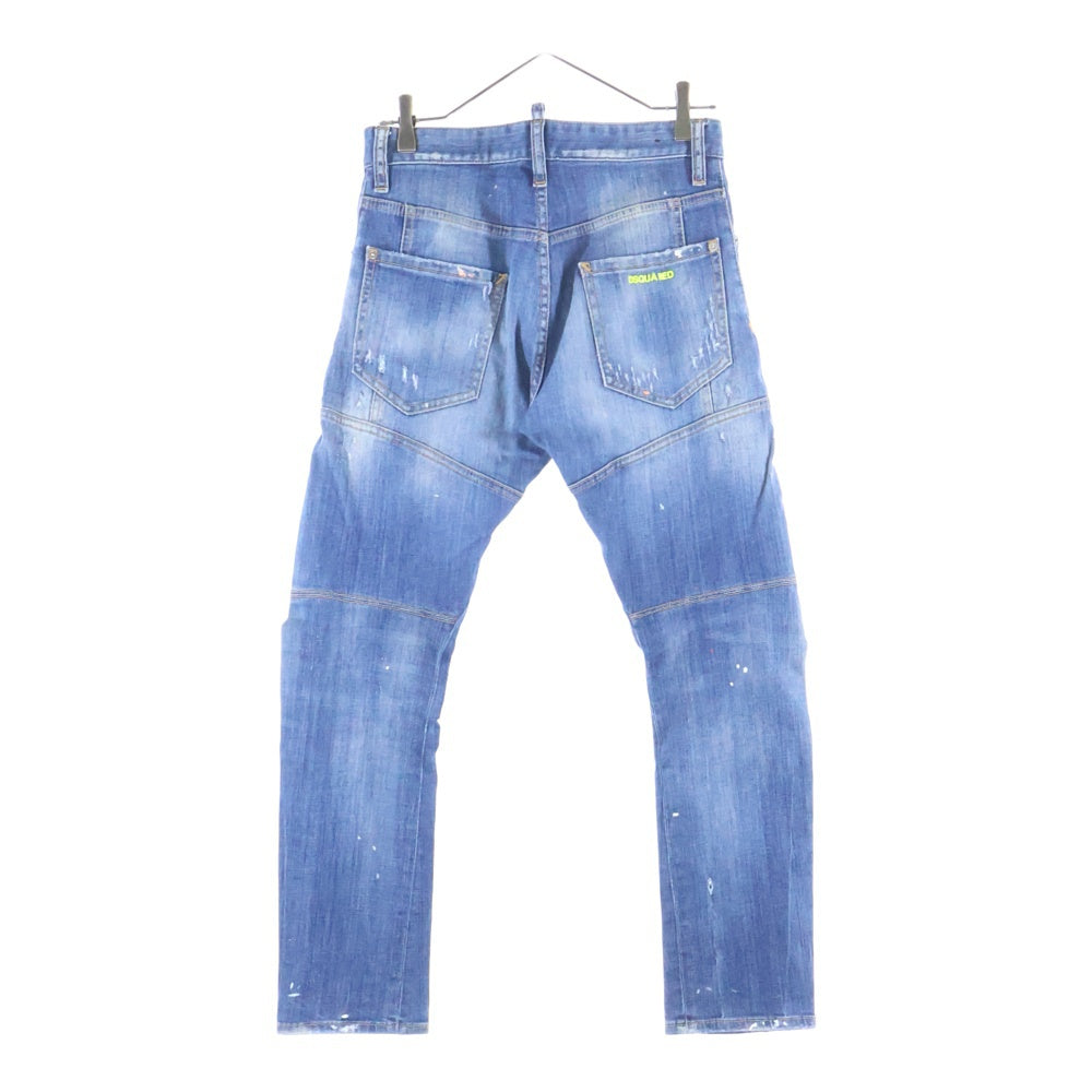 DSQUARED2(ディースクエアード) タイディバイカー イエローボタン ダメージ加工 スキニーデニムパンツ インディゴ S74LB0382 S30342