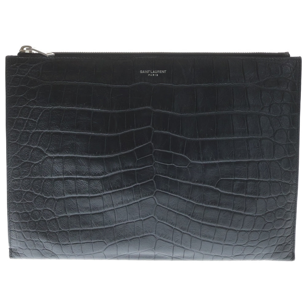 SAINT LAURENT PARIS(サンローランパリ) クロコダイル クラッチバッグ セカンドバッグ レザー ブラック 375950 レディース