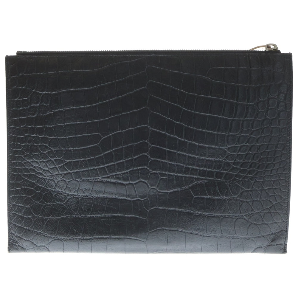 SAINT LAURENT PARIS(サンローランパリ) クロコダイル クラッチバッグ セカンドバッグ レザー ブラック 375950 レディース