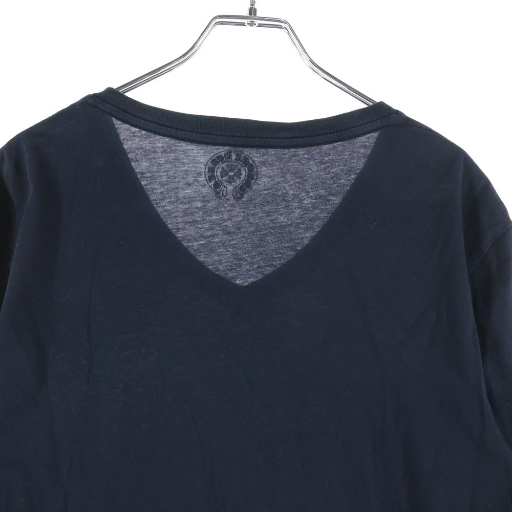 CHROME HEARTS(クロムハーツ) BSフレア 袖ホースシュープリント Vネック半袖Tシャツ ブラック