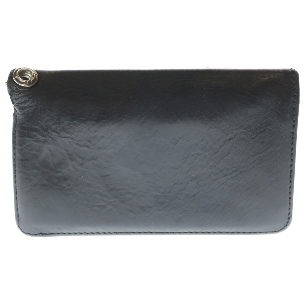 CHROME HEARTS(クロムハーツ) 1ZIP クロスパッチ付き 1ジップ クロスボールボタン レザーウォレット 財布 ブラック