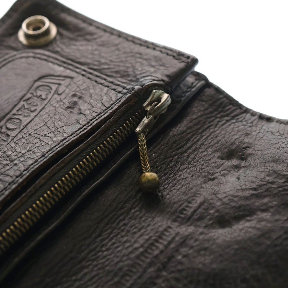 CHROME HEARTS(クロムハーツ) 1ZIP クロスパッチ付き 1ジップ クロスボールボタン レザーウォレット 財布 ブラック
