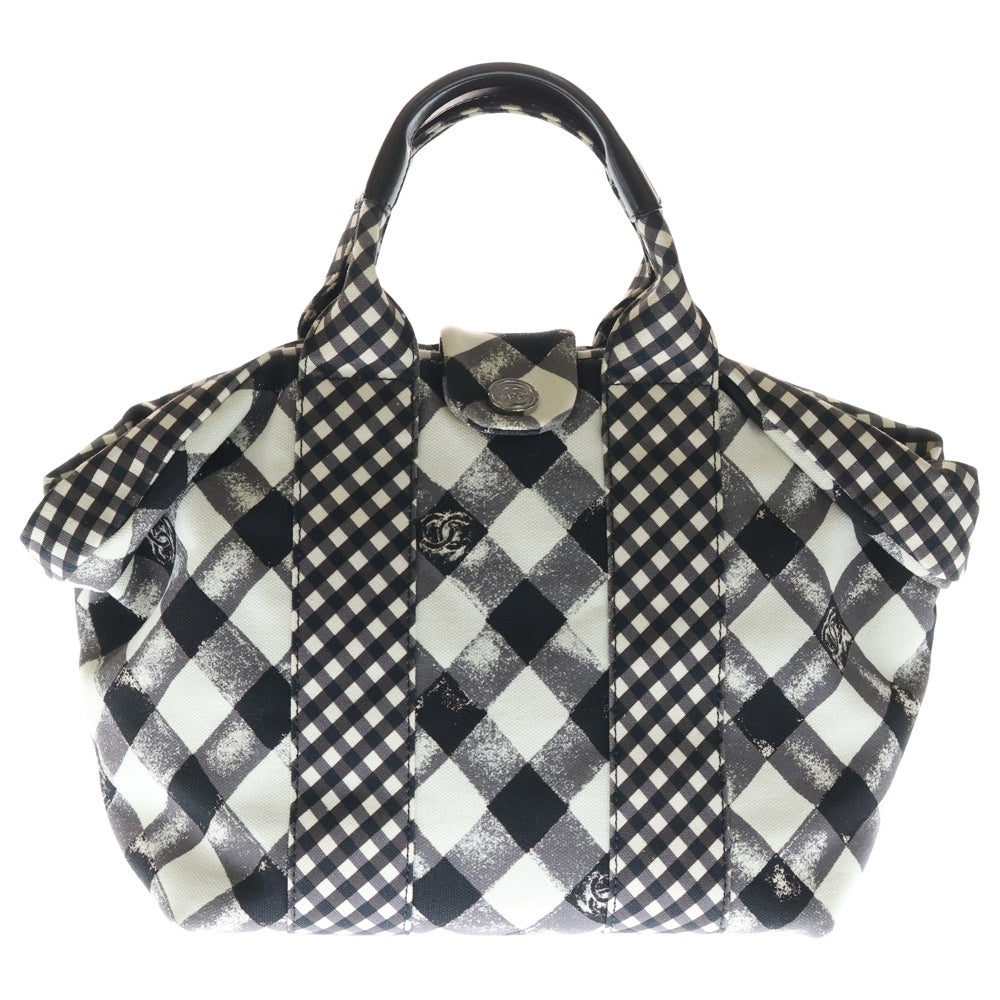 CHANEL(シャネル) 2011年製 ギンガムチェック クルーズライン ハンドバッグ レディース ブラック/ホワイト A49918