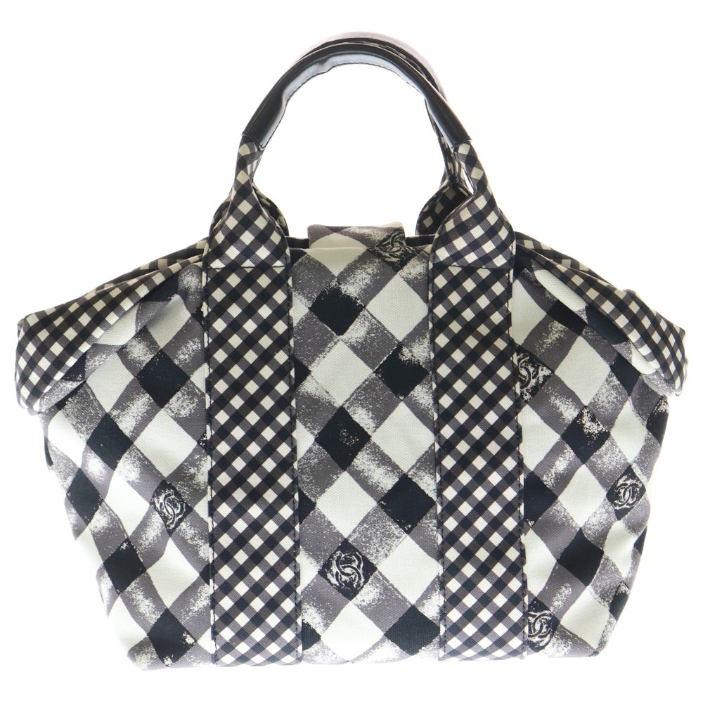 CHANEL(シャネル) 2011年製 ギンガムチェック クルーズライン ハンドバッグ レディース ブラック/ホワイト A49918