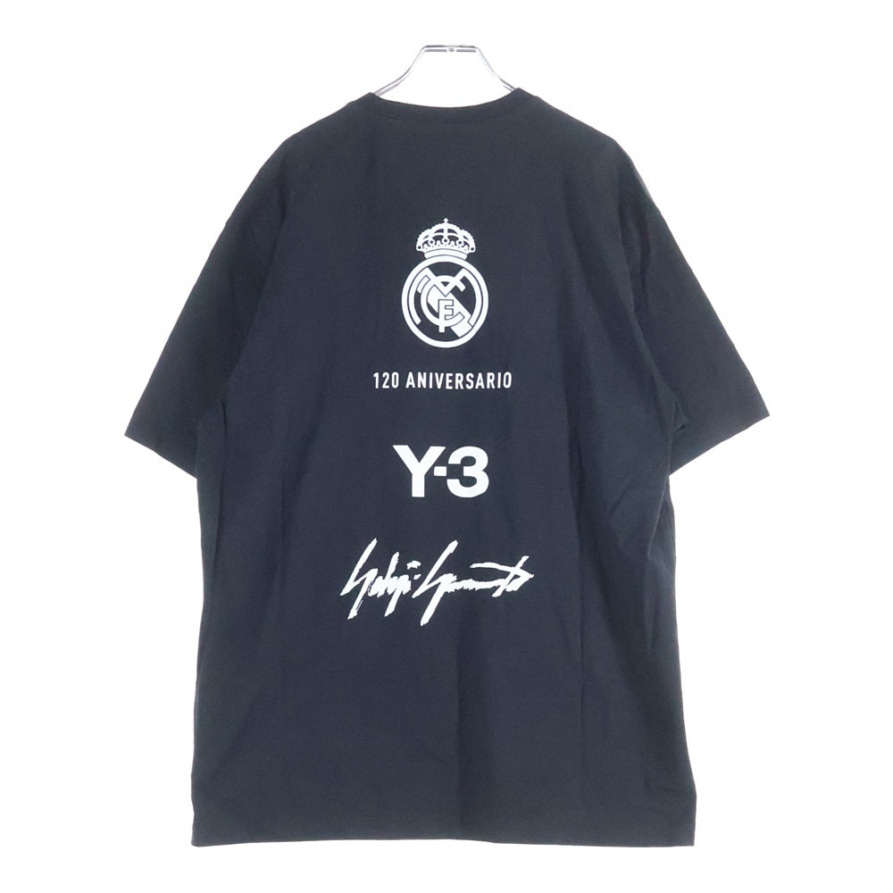 Y-3(ワイスリー) REAL MADRID 120TH ANNIVERSARY TEE HM6687 リアルマドリード 120周年記念 バックプリント 半袖Tシャツ カットソー ブラック