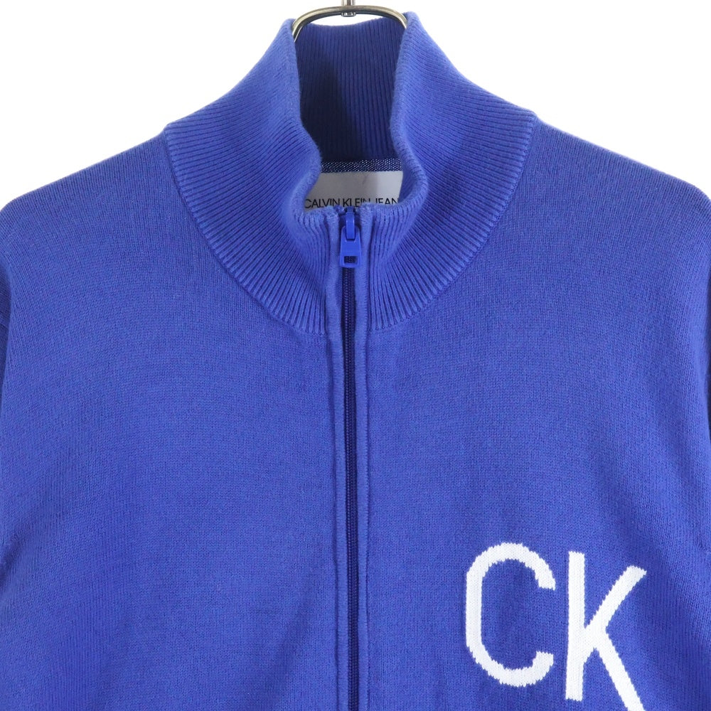 Calvin Klein Jeans(カルバンクラインジーンズ) CKロゴ ジップアップコットンニット J313007 ブルー