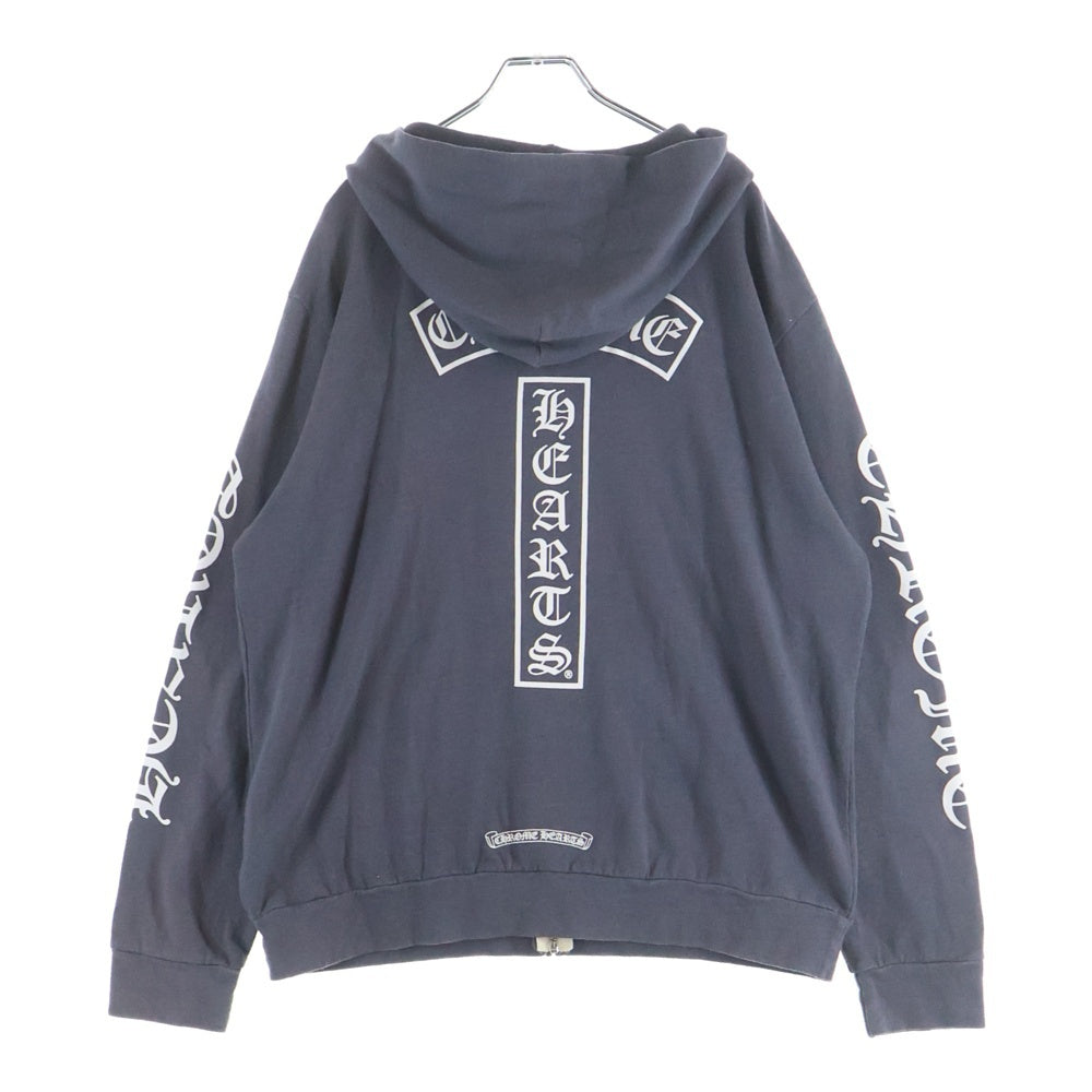 CHROME HEARTS(クロムハーツ) HorseShoe Zip-Up Hoodie ホースシュープリント アームロゴ ジップアップフーディー パーカー グレー
