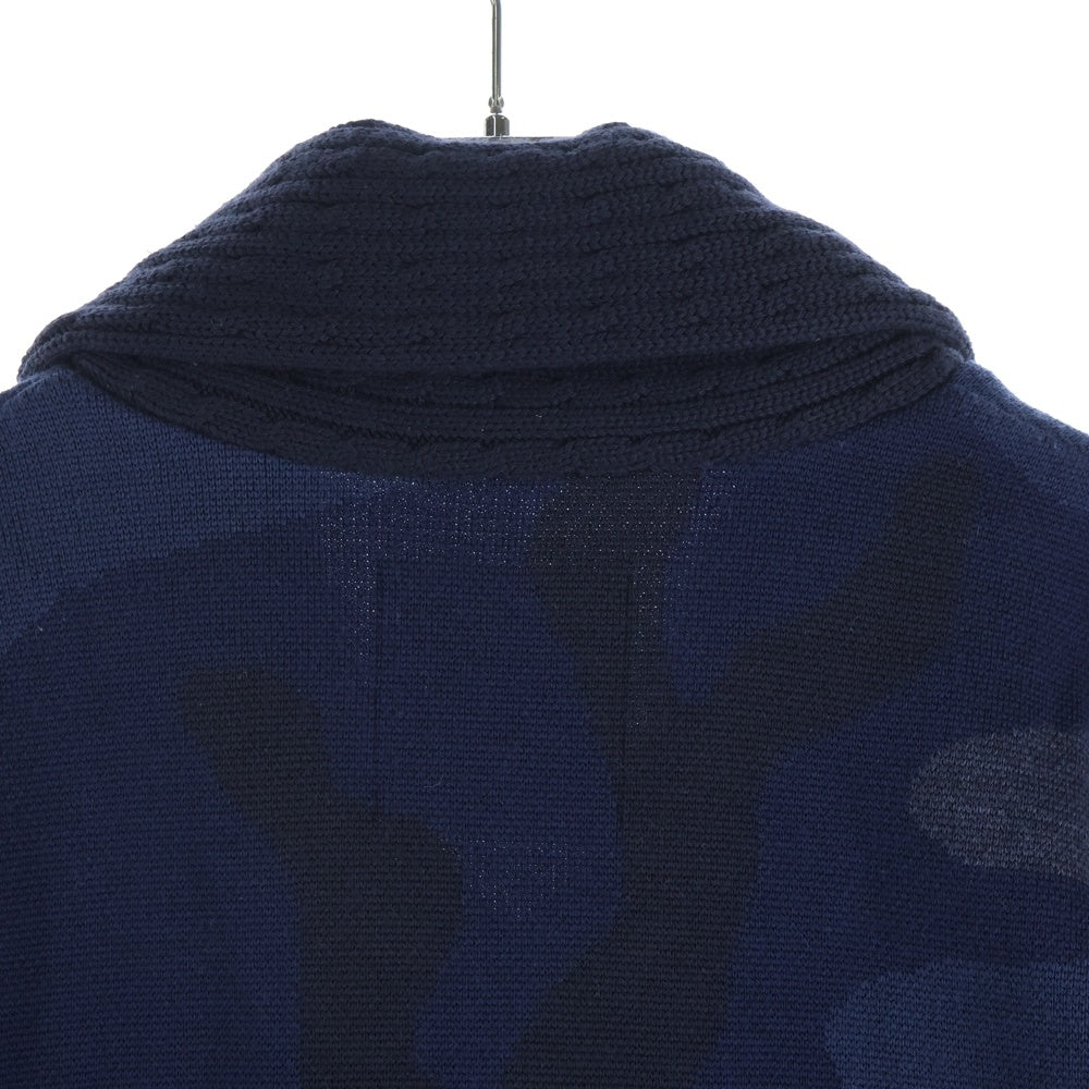 1 PIU 1 UGUALE 3(ウノピゥウノウグァーレトレ) 迷彩柄 ニット カーディガン ネイビー