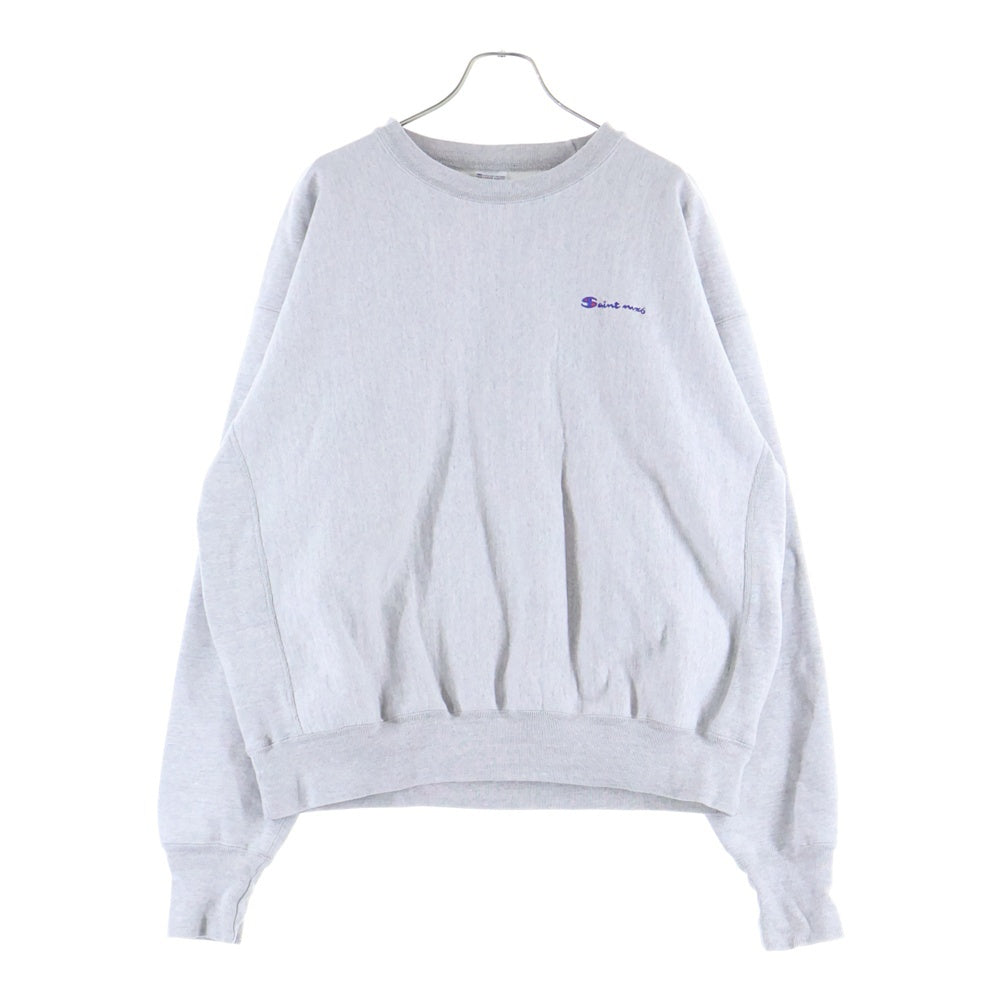 SAINT MICHAEL(セントマイケル) 23AW CRW N SWT/LOGO SM-A23-0000-026 ロゴ刺繍スウェットトレーナー グレー