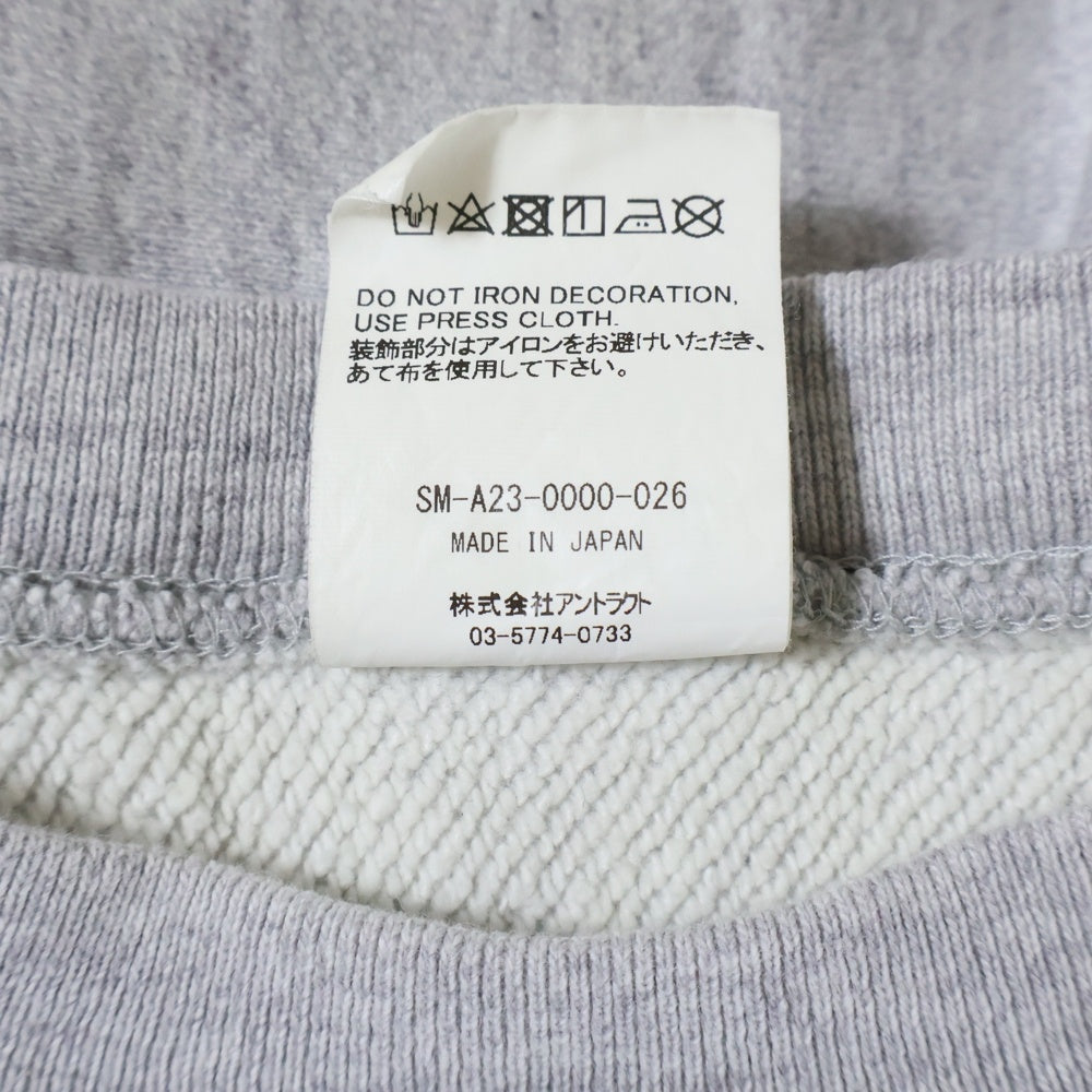 SAINT MICHAEL(セントマイケル) 23AW CRW N SWT/LOGO SM-A23-0000-026 ロゴ刺繍スウェットトレーナー グレー