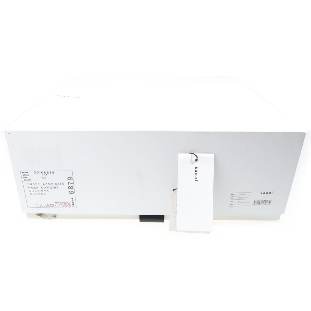 Sacai(サカイ) 23AW STRETCH SHORT BOOTS 23-06879 ストレッチ ボリュームソール レザー ブーツ ブラック レディース