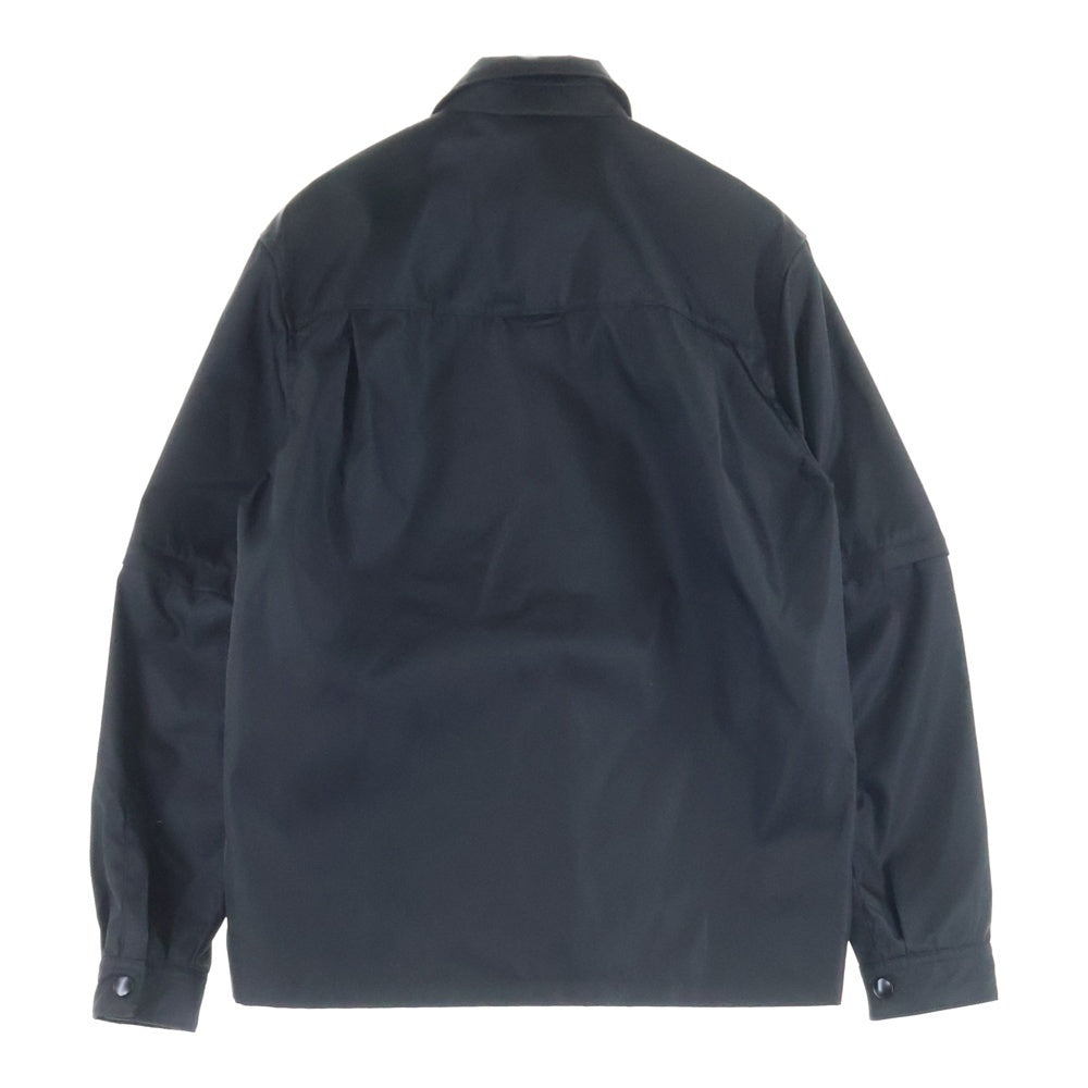 PRADA(プラダ) 21AW Re-Nylon Double Pocket Shirt SC548 S212 1WQ8 リナイロン ダブルポケットシャツ 半袖切り替え長袖シャツ ブラック