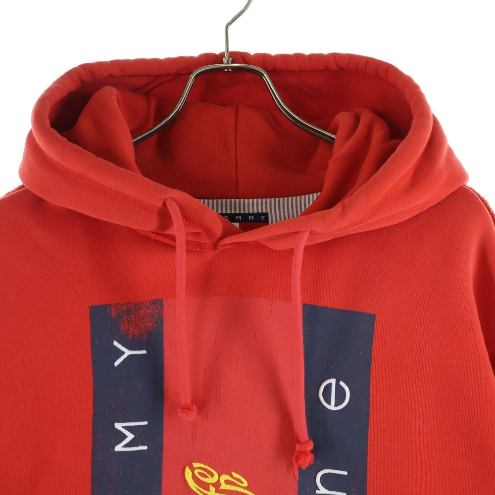 TOMMY HILFIGER(トミーヒルフィガー) ×MYne マイン フロントロゴ プルオーバースウェットパーカー レッド DM15828