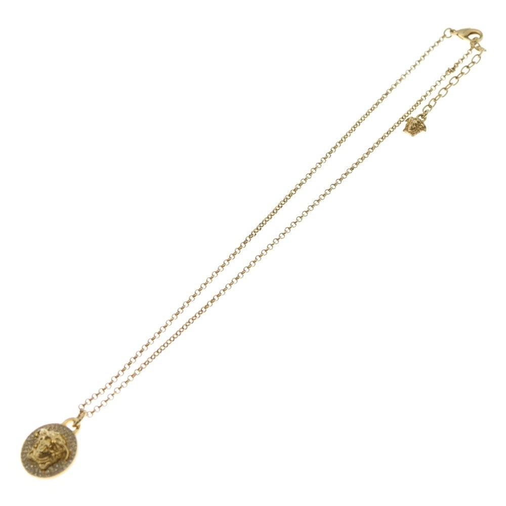 VERSACE(ヴェルサーチ) メデューサ ロゴ ラインストーンネックレス ゴールド レディース