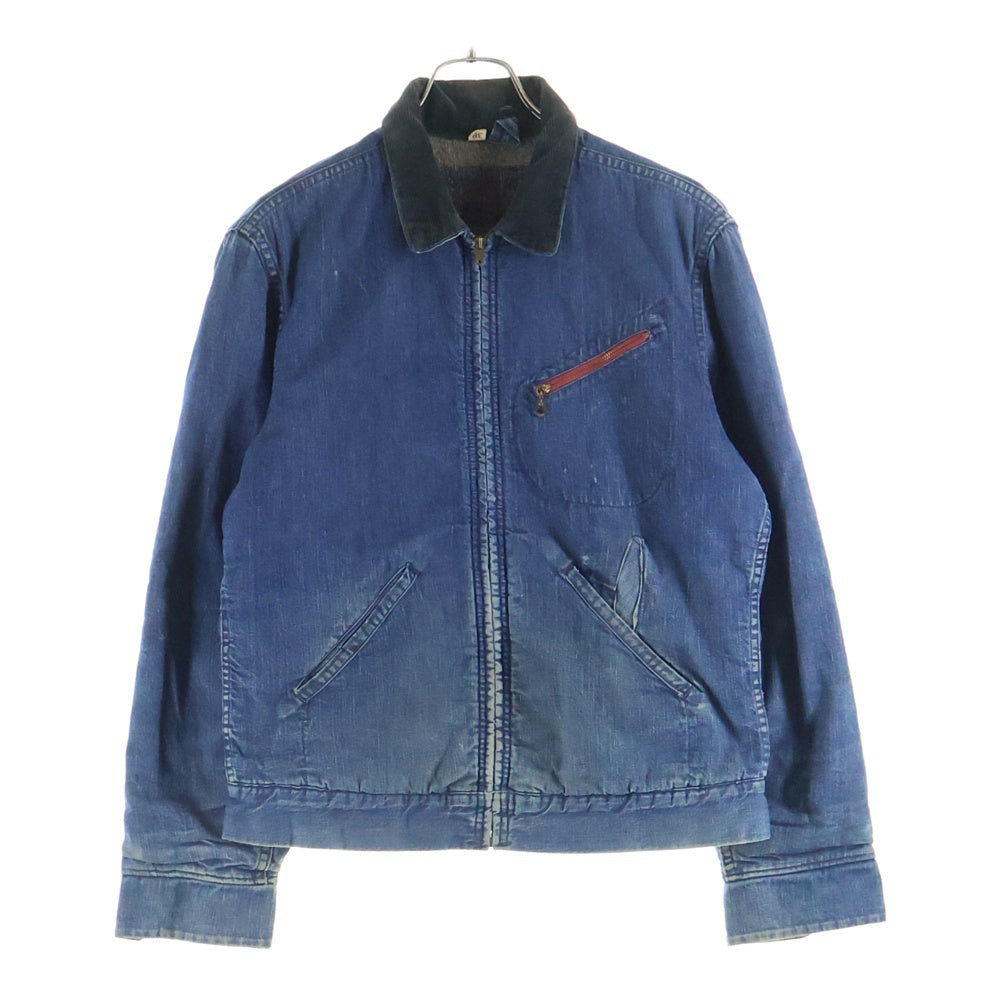 VINTAGE(ヴィンテージ) 40s アールデコTALONジップ コーデュロイロイ切替ブランケットジップデニムジャケット インディゴ
