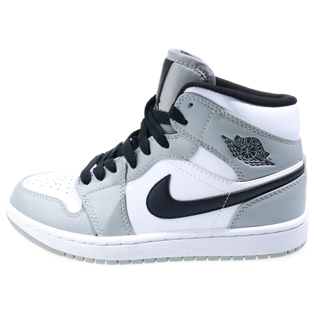 NIKE(ナイキ) GS Air Jordan 1 Mid Light Smoke Grey/Black/White エアジョーダン1 ミッドカット スニーカー ホワイト/グレー 554725-092