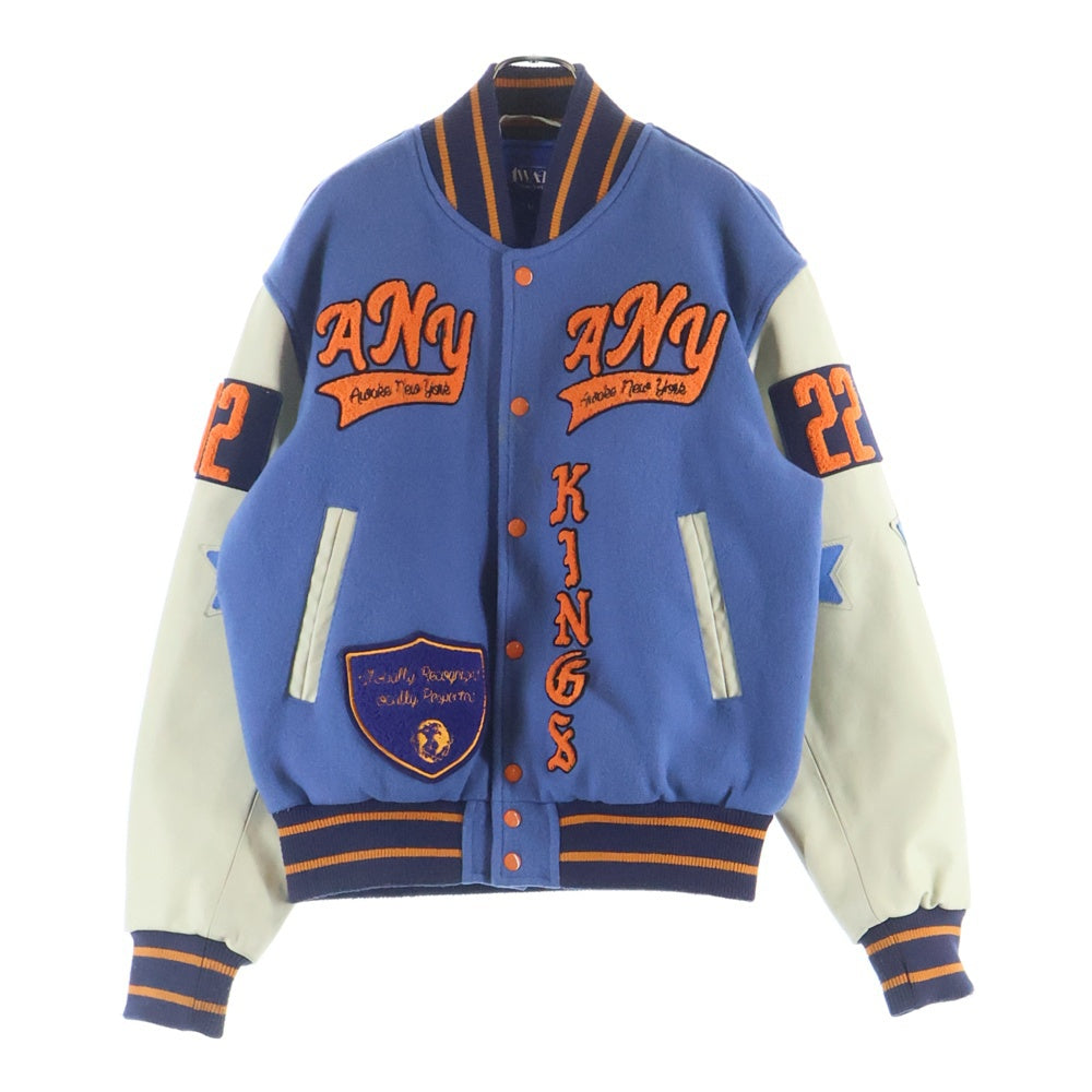 AWAKE NY(アウェイク ニューヨーク) Corazon Varsity Jacket バーシティジャケット ライトブルー/ホワイト
