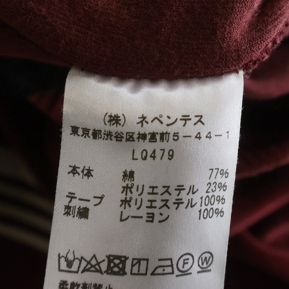 Needles(ニードルス) NARROW TRACK PANTS ベロア トラックパンツ ボルドー LQ479