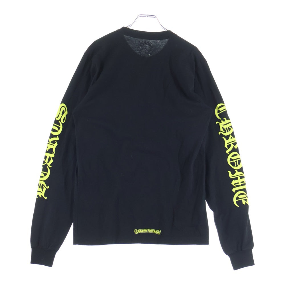 CHROME HEARTS(クロムハーツ) CH LS NECK LOGO ネックロゴプリント 袖ロゴ 長袖Tシャツ ブラック/イエロー