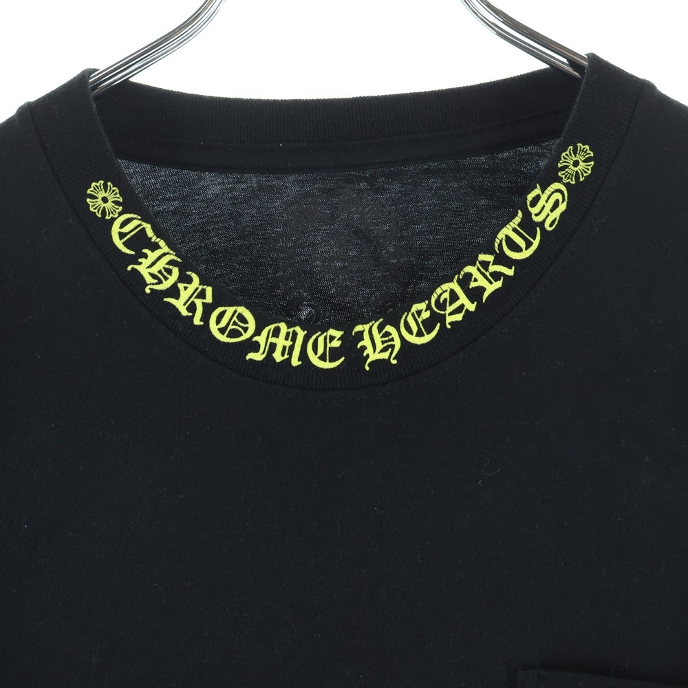 CHROME HEARTS(クロムハーツ) CH LS NECK LOGO ネックロゴプリント 袖ロゴ 長袖Tシャツ ブラック/イエロー