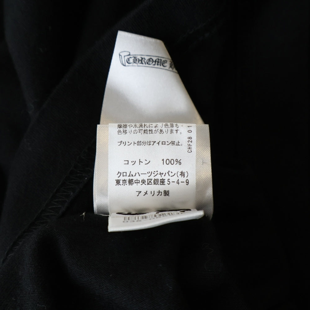 CHROME HEARTS(クロムハーツ) CH LS NECK LOGO ネックロゴプリント 袖ロゴ 長袖Tシャツ ブラック/イエロー