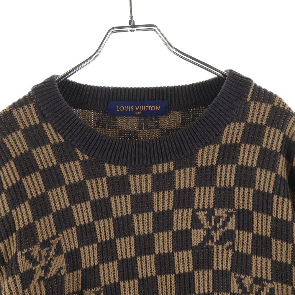 LOUIS VUITTON(ルイヴィトン) 21AW ダミエクルーネックニットセーター RM212 ZLL HLN77W ブラウン