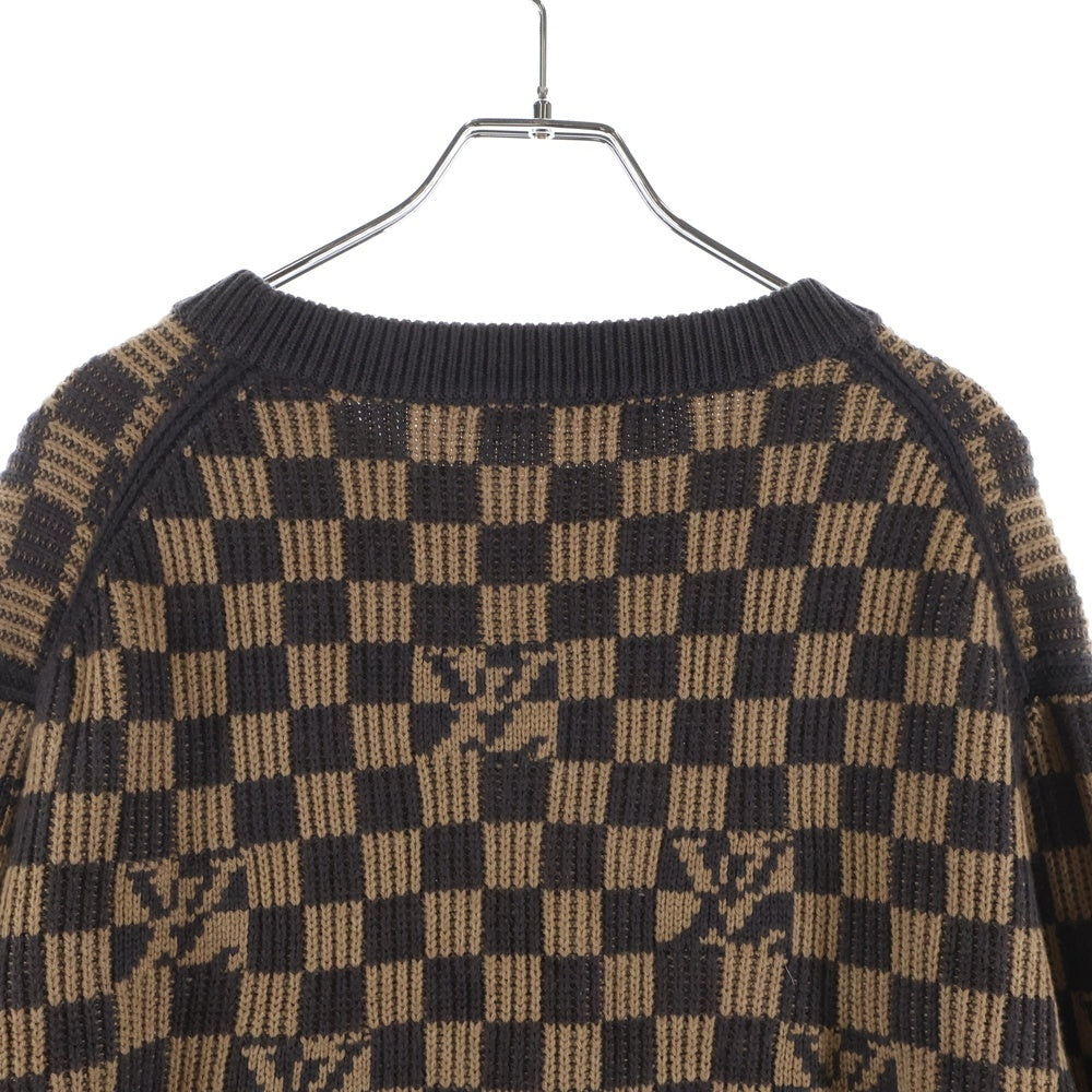 LOUIS VUITTON(ルイヴィトン) 21AW ダミエクルーネックニットセーター RM212 ZLL HLN77W ブラウン