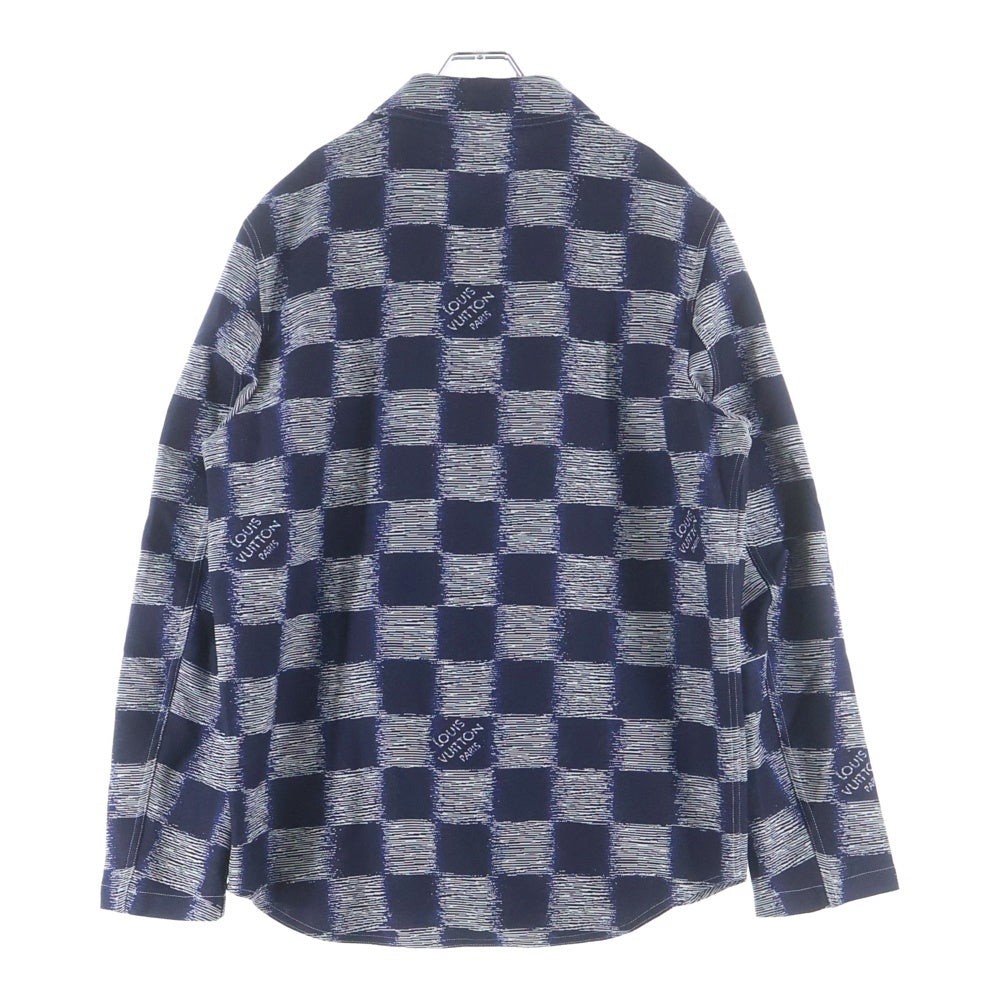 LOUIS VUITTON(ルイヴィトン) 24SS Damier Rush Overshirt RM241M FVD HQS04W ダミエ ラッシュ オーバー長袖シャツ ネイビー/ホワイト