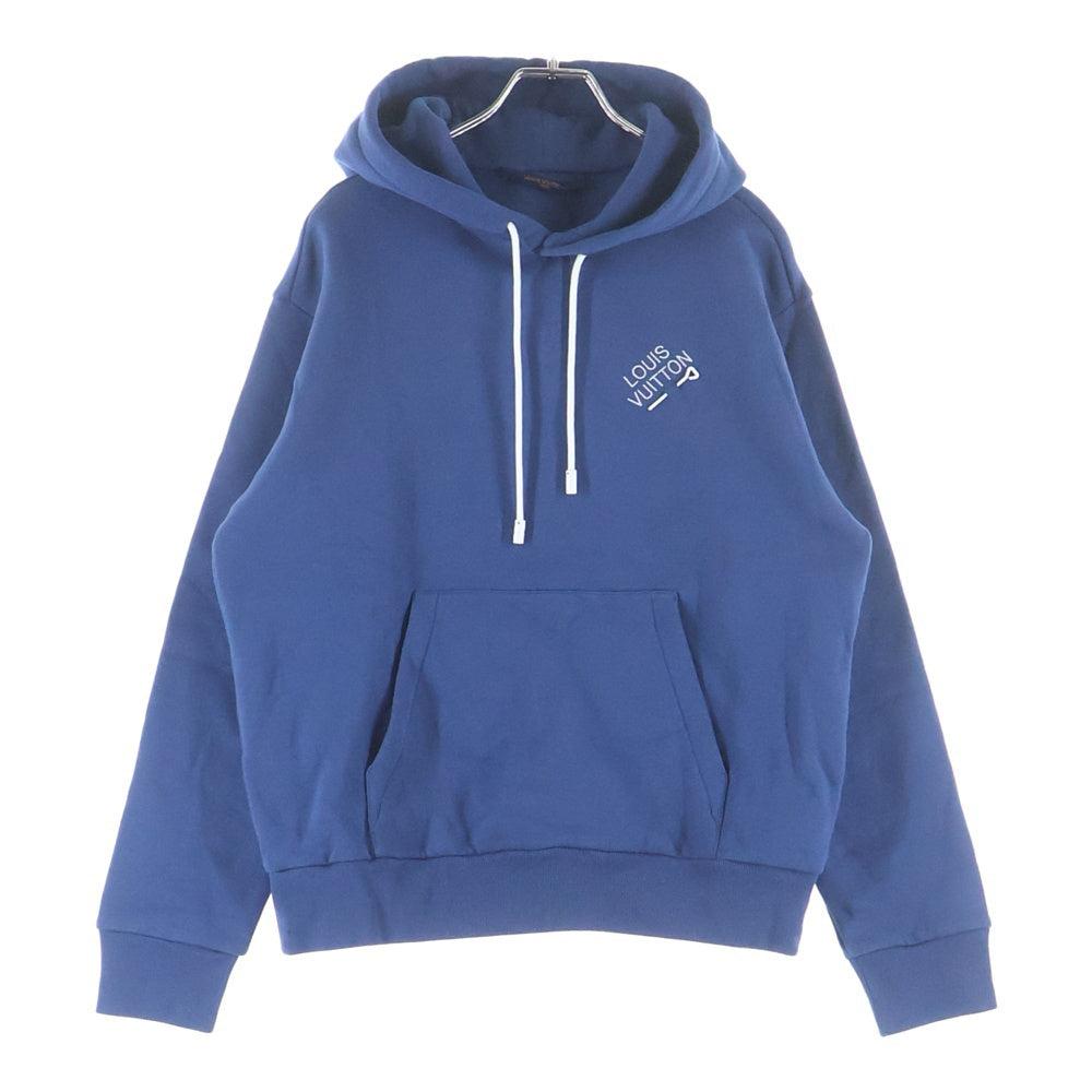 LOUIS VUITTON(ルイヴィトン) 23AW Signature Hoodie RM232Q IHN HNY56W シグネチャー ロゴ刺繍フーディ スウェットパーカー ネイビー