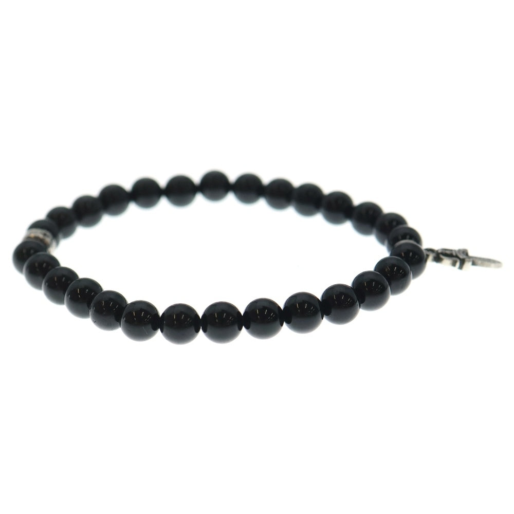 CHROME HEARTS(クロムハーツ) BEAD 6mmビーズブレス スタックダガーチャームオブシディアンビーズブレスレット ブラック/シルバー