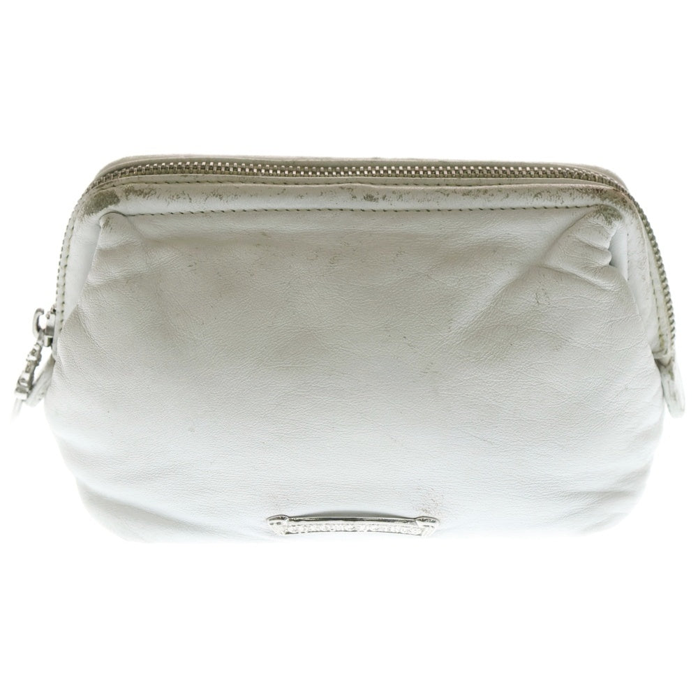 CHROME HEARTS(クロムハーツ) COSMETIC POUCH CHプラスパッチ レザーコスメポーチ ホワイト