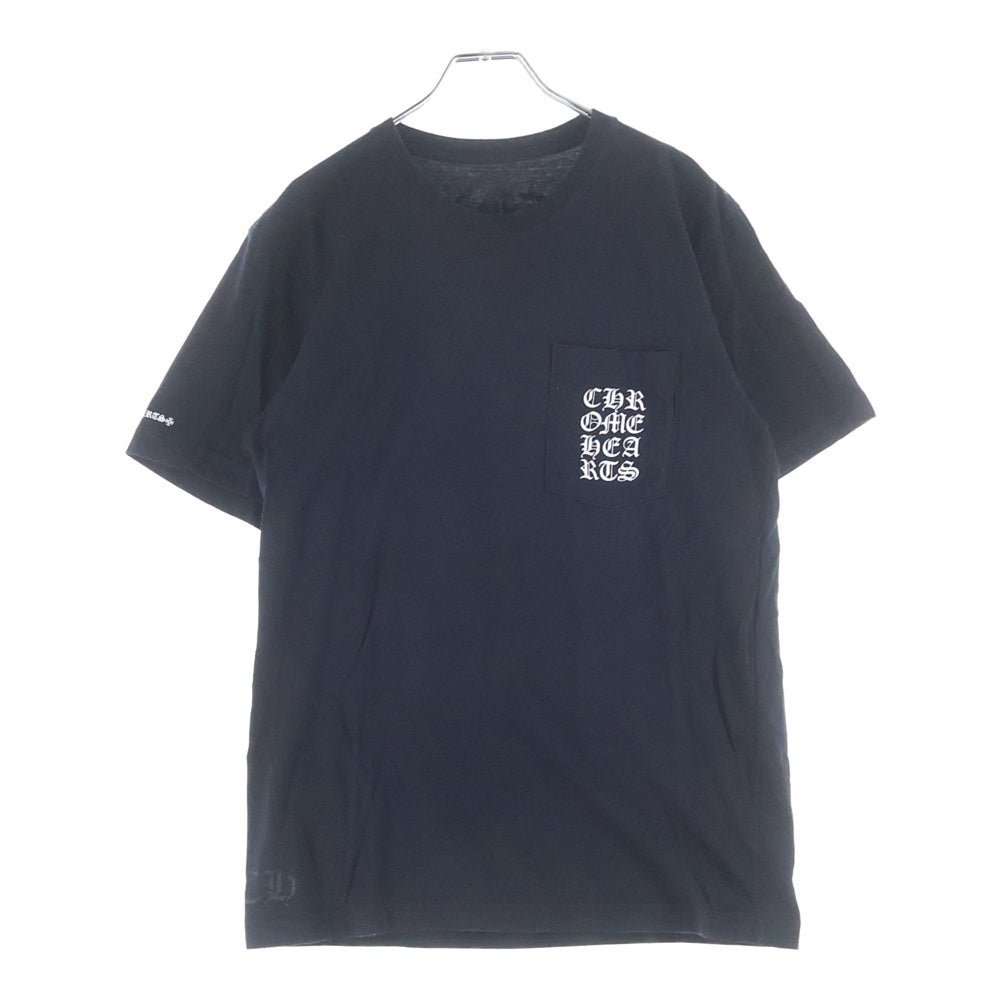 CHROME HEARTS(クロムハーツ) ヴァーティカルロゴプリント クルーネック半袖Tシャツ カットソーブラック