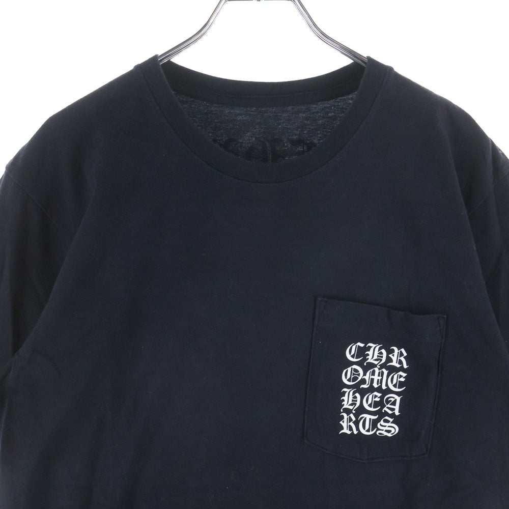 CHROME HEARTS(クロムハーツ) ヴァーティカルロゴプリント クルーネック半袖Tシャツ カットソーブラック