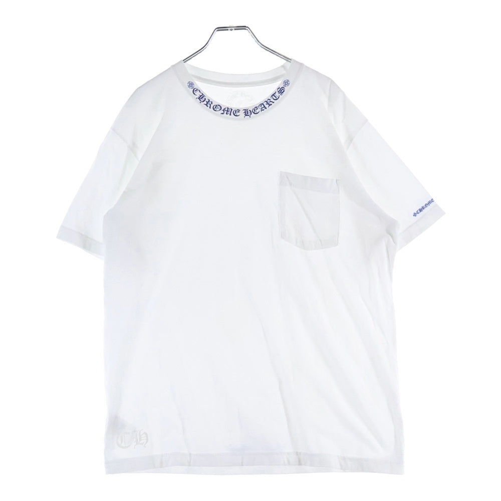 CHROME HEARTS(クロムハーツ) NECK LOGO S/S TEE ネック ロゴプリントTシャツ 半袖カットソー ホワイト