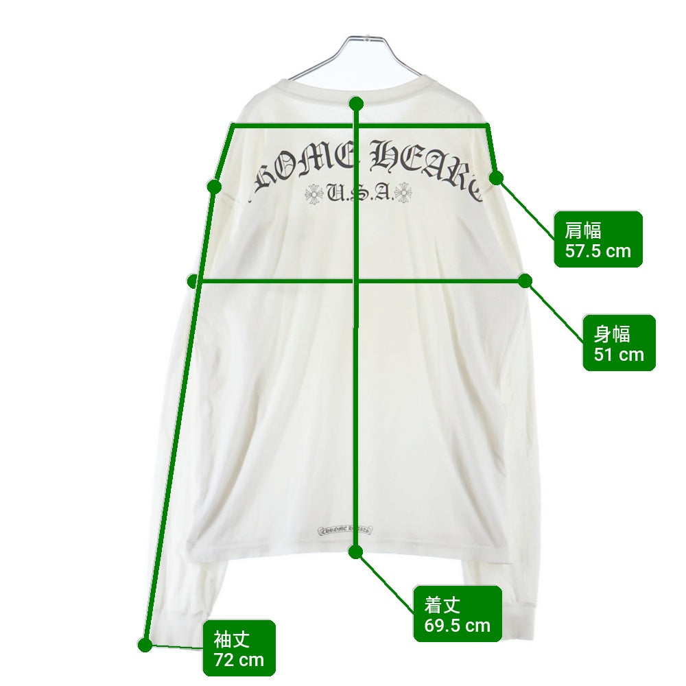 CHROME HEARTS(クロムハーツ) USA Print L/S Tee USAプリント アーチロゴ長袖Tシャツ ホワイト