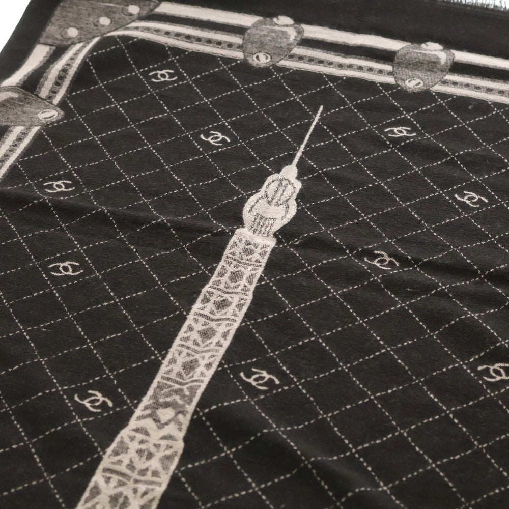 CHANEL(シャネル) リバーシブル大判スカーフ ストール マフラー ブラック レディース
